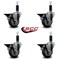 Service Caster 3.5'' Gray Poly Swivel 1-1/8'' Expanding Stem Caster Set with Brake, 4PK SCC-EX20S3514-PPUB-PLB-118-4 - alternate 3